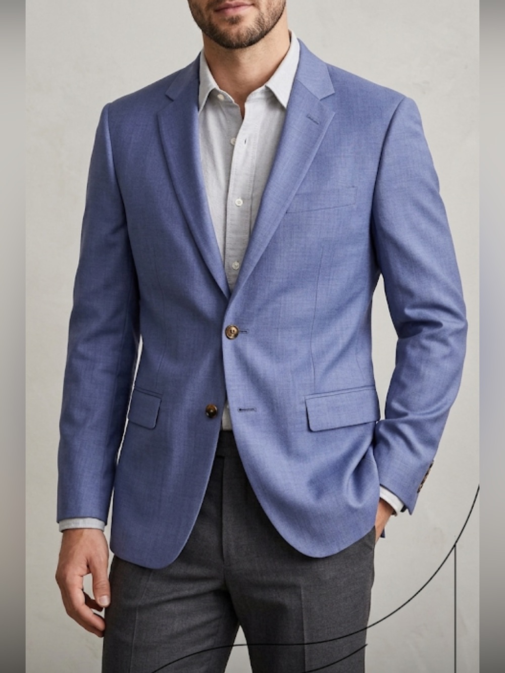 J Crew Ludlow Blazer Sport Coat Men’s Blazer 44L Blue American‎ Woolens 2 Btn